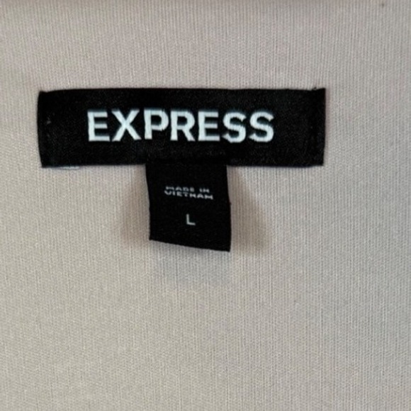 Express Floral Faux Wrap Tulip Hem Dress, Pink Print, Size Large - Picture 8 of 9